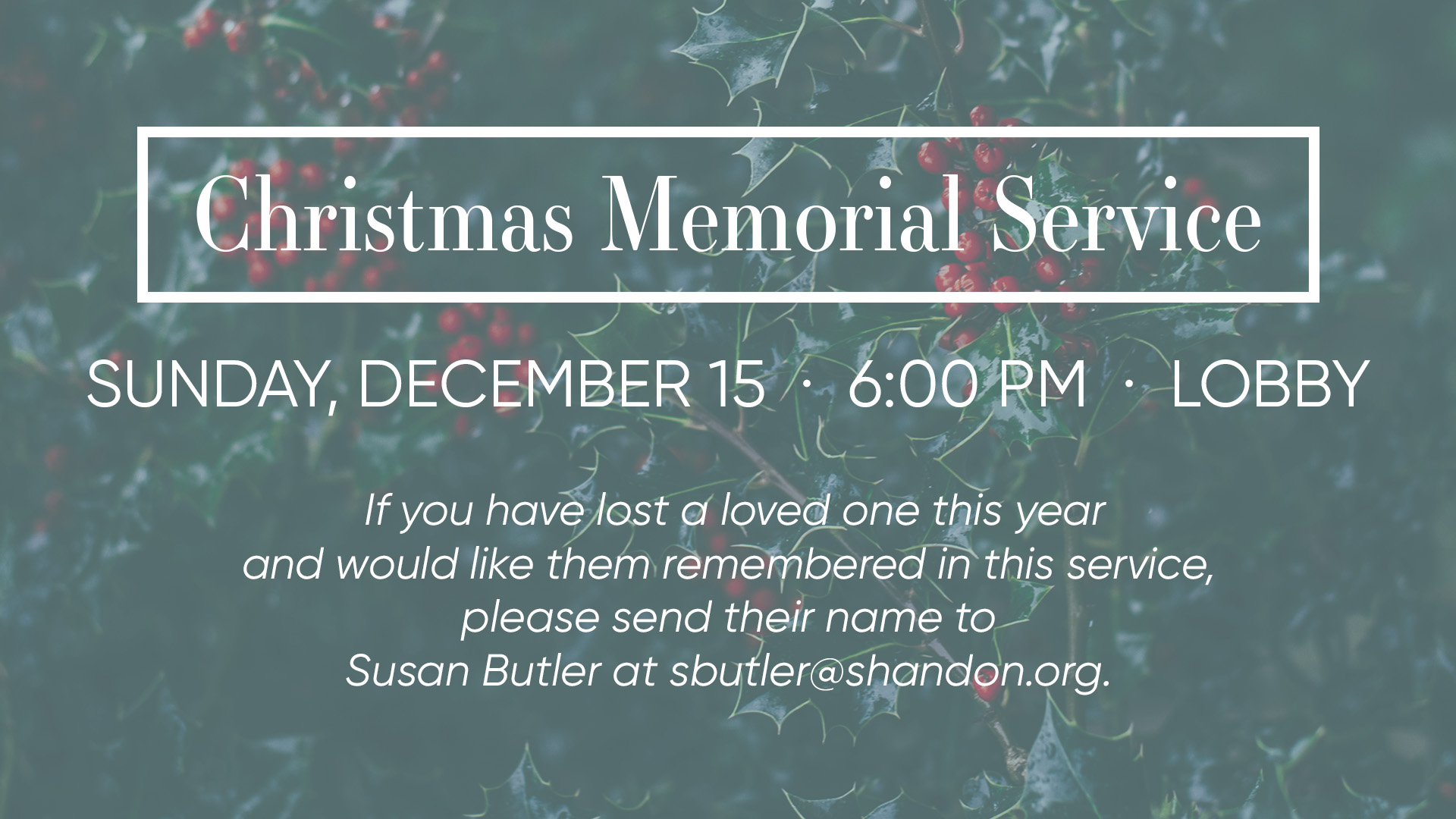 Christmas Memorial Service